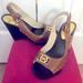 Michael Kors Shoes | Nwot Michael Kors Tan Leather And Gold Hardware Wedges | Color: Gold/Tan | Size: 8