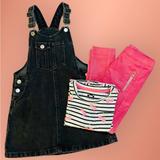 Zara Dresses | Bundle Corduroy Bella Bliss Pants, Zara Denim Overall & Appaman Top Size 7 | Color: Black/Pink | Size: 7g