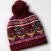 American Eagle Outfitters Accessories | American Eagle Maroon Reindeer Christmas Winter Holiday Pom Pom Beanie Hat | Color: Brown/Red | Size: Os