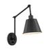 1 Light Contemporary Steel Swing Arm Wall Sconce with Polished Nickel Metal Shade-30.5 inches H By 7.25 inches W-Matte Black Finish Bailey Street Home