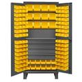 Durham HDCD243678-120-4M95 12 Gauge Recessed Door Style Lockable Cabinet with 120 Yellow Hook on Bins & 1 Fixed Shelf & 4 Drawers Gray - 36 x 24 x 78 in.