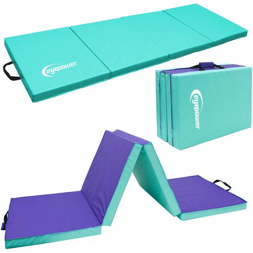 Eyepower - 180x60 Foldable Gymnastics Mat for Home - 5cm Thick Padded Gym Mat - Crash Mat - mint