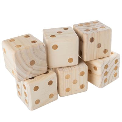 Set of 2 Outdoor Games - Wood Blocks Stacking Game and Large Dice Set by Hey! Play!