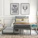 Nordic Twin Wood Platform Bed with Trundle&Headboard, No Box Spring Needed, 79.5''L*41.7''W*40.6''H, 71LBS