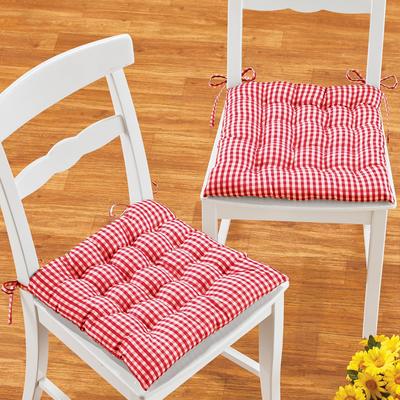 Gingham Plaid Patterned Dining Chair Pads - Set of 2 - 15.250 x 14.130 x 3.380
