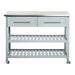 Light Gray Rolling Kitchen Island 2 Drawers Storage with Stainless Steel Top - 47.25 inches L x 19.75 inches W x 36 inches H