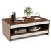 37 Inch Coffee Table 2 Tier Rectangle Tea Table with Storage Shelf