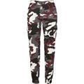 Cargohose URBAN CLASSICS "Damen Ladies High Waist Camo Cargo Pants" Gr. 28, Normalgrößen, bunt (wine camo) Damen Hosen Cargohosen