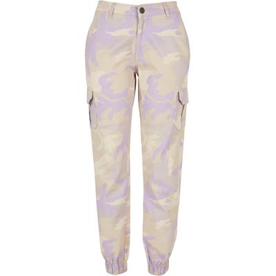Cargohose URBAN CLASSICS "Urban Classics Damen Ladies High Waist Camo Cargo Pants", Damen, Gr. 28, Normalgrößen, lila (lilacamo), 98% Baumwolle, 2% Elasthan, normal, Hosen Image
