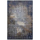 Ergode Kalene Distressed Vintage Turkish 5X8 Area Rug - Blue Rust and Cream