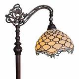 62 Brown Traditional Shaped Floor Lamp With White Tiffany Glass Bowl Shade