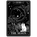 MUCHENGGIFT Funny Tarot Cards the Moon Metal Tin Sign Wall DÃ©cor Tarot Sign for Home Decor Gifts