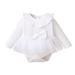 NZRVAWS Dress For Baby Girls 3 Months Baby Girls Lotus Leaf Collar Splice 6 Months Baby Girls Gauze Romper Dress 1PCS Winter Dress White