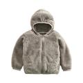 Toddler Kids Winter Clothes Soft Hood Faux Wool Overcoat Warm Fleece Zipper Jacket Outerwear Hoodies