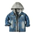 TAIAOJING Toddler Baby Boy Girl Hooded Jacket Children Outwear Over Autumn Winter Long Sleeve Denim Jacket Blouse Jean Hoodie Blue Black 18-24 Months