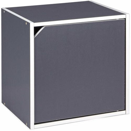 Würfelregal 35 cm modulares Bücherregal moderne Möbel -Würfel mit Tür / Grau