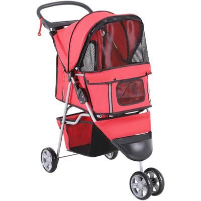 Hundewagen Hundebuggy Buggy Hunde Katzen mehrfarbig (Rot) - Pawhut