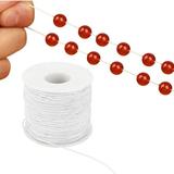 Casewin 100m Beads Cord Thread Cord Rainbow Beading String Cord for Making Necklace Bracelet Kids Jewellery Craft Making DIY Handmade Craft Jewelry Braided Headband White