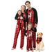 Fanvereka Christmas Matching Family Pajamas Adult Kids Baby Deer Print Tops Red Plaid Dog Collar Xmas Sleepwear Set