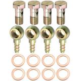 4 Set 12mm Auto Car Banjo Hose Barb Bolt Fittings Banjo Bolt Washer Metal with 12mm Spacers