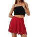 TheFound Women s Summer Skater Skirt Cutout Scallop Hem Flared Mini Skate Skirt Solid Color Basic Skate Skirt Tennis Skirt