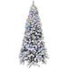 The Holiday Aisle® Alaskan Flocked Christmas Tree, Fake Xmas Tree w/ Multi-Color LED Lights in Green | 55 W x 21 D in | Wayfair