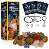 NATIONAL GEOGRAPHIC Rock Tumbler Refill Kit - 1 Lb. Madagascar Rough Rocks for Tumbling Rock Tumbler Grit and Jewelry Accessories For All Ages