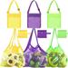 6 Pieces Beach Toy Mesh Beach Bag Kids Shell Collecting Bag Beach Sand Toy Totes for Holding Shells Beach Toys Sand Toys Swimming Accessories for Boys and Girls(2 Sizes )
