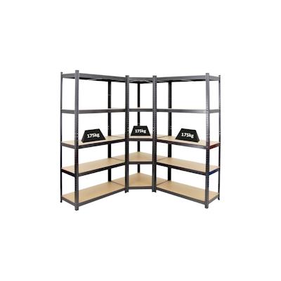 PROREGAL Mega Deal | 1x Eckregal + 2x Schwerlastregal Ragnar | Fachlast 175 kg | Schwarz | Stecksystem Lagerregal Regalsystem 3 Stk. Image
