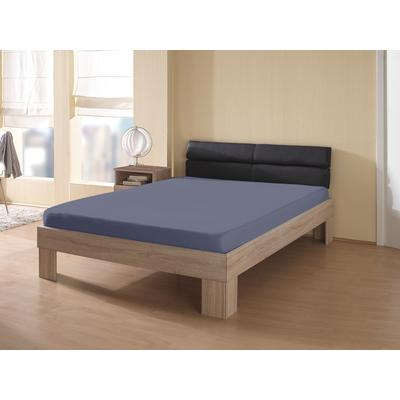 Spannbettlaken KUM "Frotte-Stretch Spannbetttuch", blau (stahlblau), B:180-200cm L:200cm, Frottee, Obermaterial: 80% Baumwolle, 20% Polyester, Laken Image