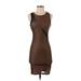 Forever 21 Cocktail Dress - Mini Crew Neck Sleeveless: Gold Solid Dresses - Women's Size Small