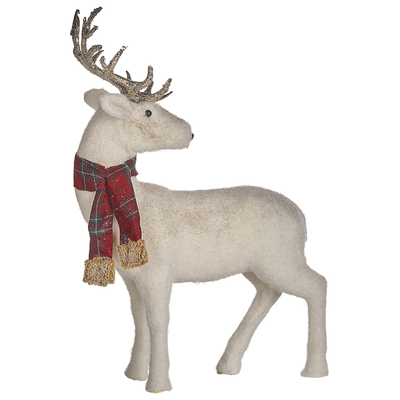 Weihnachtsdekoration Weiß 51 cm Rentier-Figur zum Aufstellen Tierform Modern Dekofigur Weihnachtsfigur Deko Adventsdekor