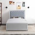 CDecor Home Furnishings Isabelle Panel Bed w/ Tufted Headboard Wood & /Upholstered/Velvet in Gray | 62.5 H x 79.5 W x 87 D in | Wayfair 223238KE