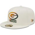 Men's New Era Cream Green Bay Packers Chrome Color Dim 59FIFTY Fitted Hat