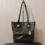 Dooney & Bourke Bags | Dooney & Bourke Vintage Black Cabriolet Leather Shopper Tote Bag T631 | Color: Black/Yellow | Size: Os