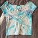 Brandy Melville Tops | Brandy Melville Tie-Dyed Cropped Top Shirt Crop Top | Color: Blue/White | Size: Xs