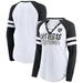 Women's Fanatics Branded White Las Vegas Raiders Plus Size True to Form Lace-Up V-Neck Raglan Long Sleeve T-Shirt