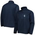 Men's Antigua Heathered Deep Sea Blue Seattle Kraken Course Quarter-Zip Jacket