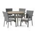 GDF Studio Venti Outdoor Acacia Wood and Wicker 5 Piece Dining Set with Cushion Gray