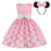 Toddler Baby Girls Polka Dots Princess Tutu Dress Halloween Christmas Birthday Party Dress up with Mouse Ears Headband 2PCS Set Child Fancy Dress Outfit for Kids Cosplay 7-8 Years Pink