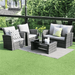 Superjoe 4 Pcs Outdoor Patio Furniture Sets Wicker Rattan Conversation Set Gray