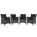 Ergode Sojourn 4 Piece Outdoor Patio Sunbrella Dining Set - Canvas Navy