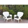 W00213-C-2-FS017 Windsor White Resin Wicker Chair with Black Cushion - Set of 2