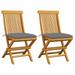 Anself 2 Piece Folding Garden Chairs with Gray Cushion Teak Wood Side Chair for Patio Backyard Poolside Beach Outdoor Furniture 18.5 x 23.6 x 35 Inches (W x D x H)