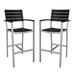 Home Square Aluminum Frame Patio Bar Arm Stool in Black - Set of 2