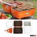 OMAC Charcoal Grill Portable Grill Garden Outdoor Orange Picnic Grill 13 Pcs BBQ