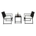 3 Pieces Patio Conversation Sets Outdoor Rattan Patio Furniture Set with Glass Coffee Table and Removable Cushions Modern Small Wicker Bistro Set for Porch Balcony Garden Backyard Poolside