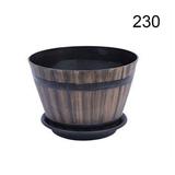 Resin Whiskey Barrel Flower Pot Round Planter Indoor Outdoor Garden Yard Patio with Tray New