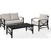 3 Piece Kaplan Outdoor Seating Set with Oatmeal Cushion - Loveseat Chair Coffee Table