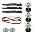 Deck Rebuild Kit Compatible with Cub Cadet 54 Models GT1054 GTX1054 GT1554 with Kohler Courage Engine Includes 3 Spindles with Pulleys 3 Blades 2 Idler Pulleys and 1 Drive Belt